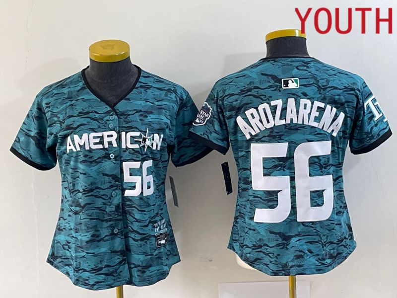 Youth Tampa Bay Rays #56 Arozarena American League Nike Green 2023 MLB All Star Jersey